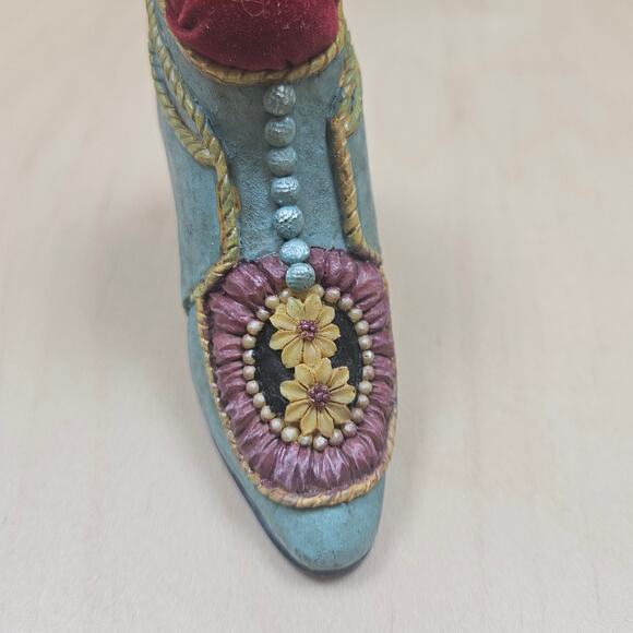 Lot Collectible  Boot Shoe Vintage  Miniature Brass Ceramic Wood Pin Cushion - Picture 4 of 7
